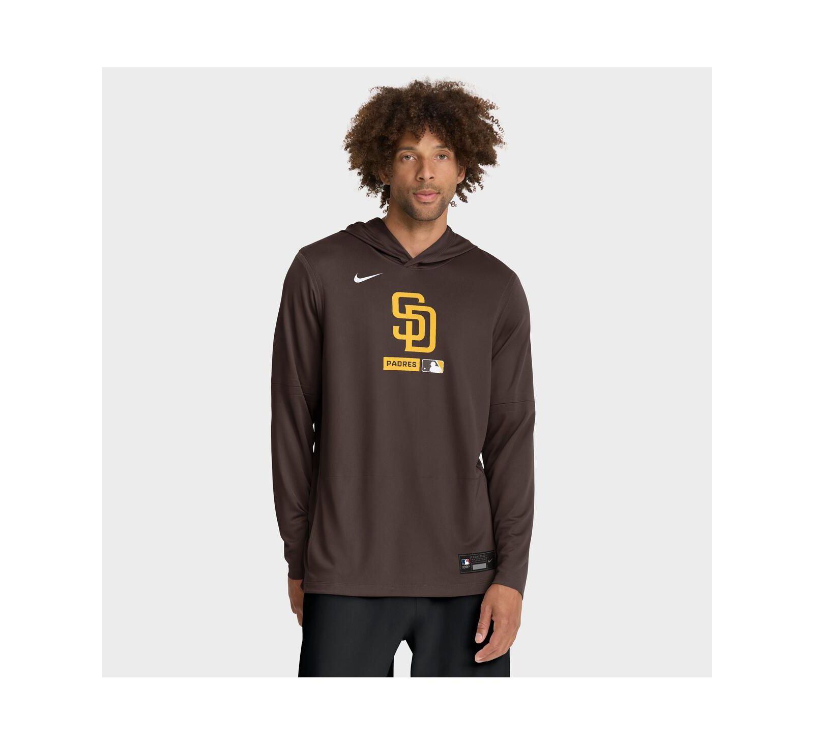Nike Мужская коричневая футболка с длинным рукавом и капюшоном San Diego Padres Authentic Collection Dri-FIT