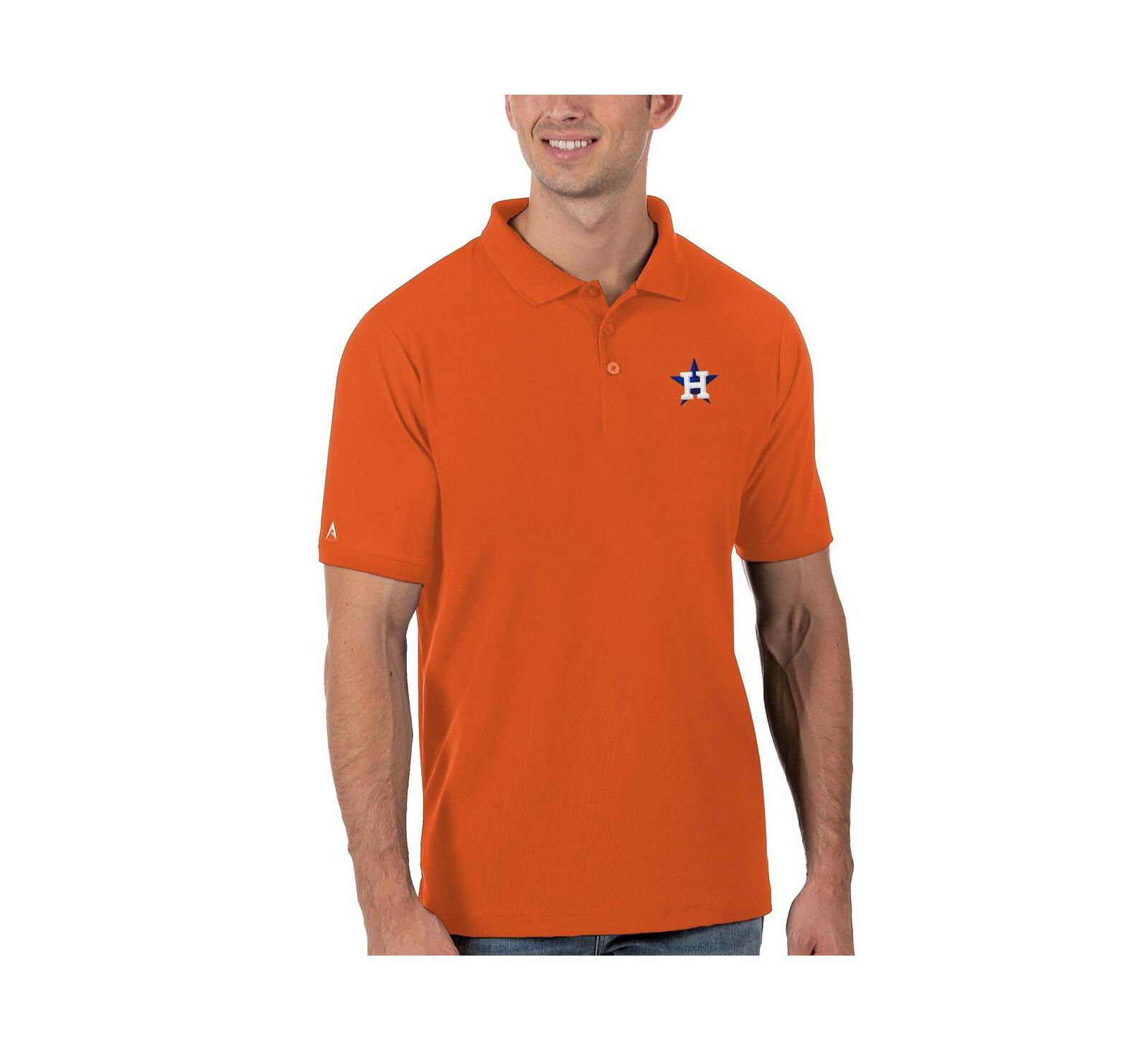 Antigua Men's Orange Houston Astros Legacy Pique Polo Shirt