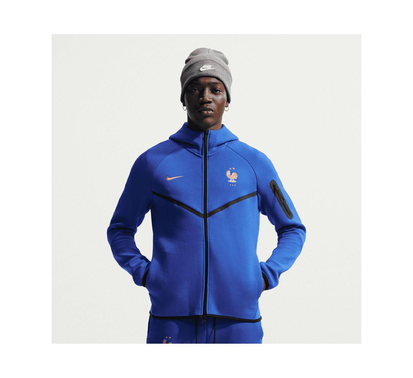 Nike Men's Blue France National Team 2026 Tech Fleece Windrunner Raglan Full-Zip Hoodie