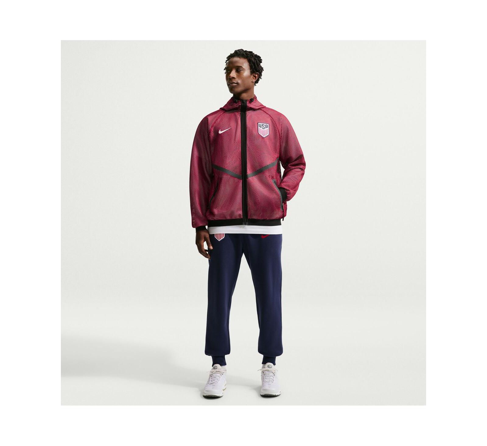 Nike Men's Red USMNT 2026 Anthem Mesh Dri-FIT Full-Zip Hooded Jacket