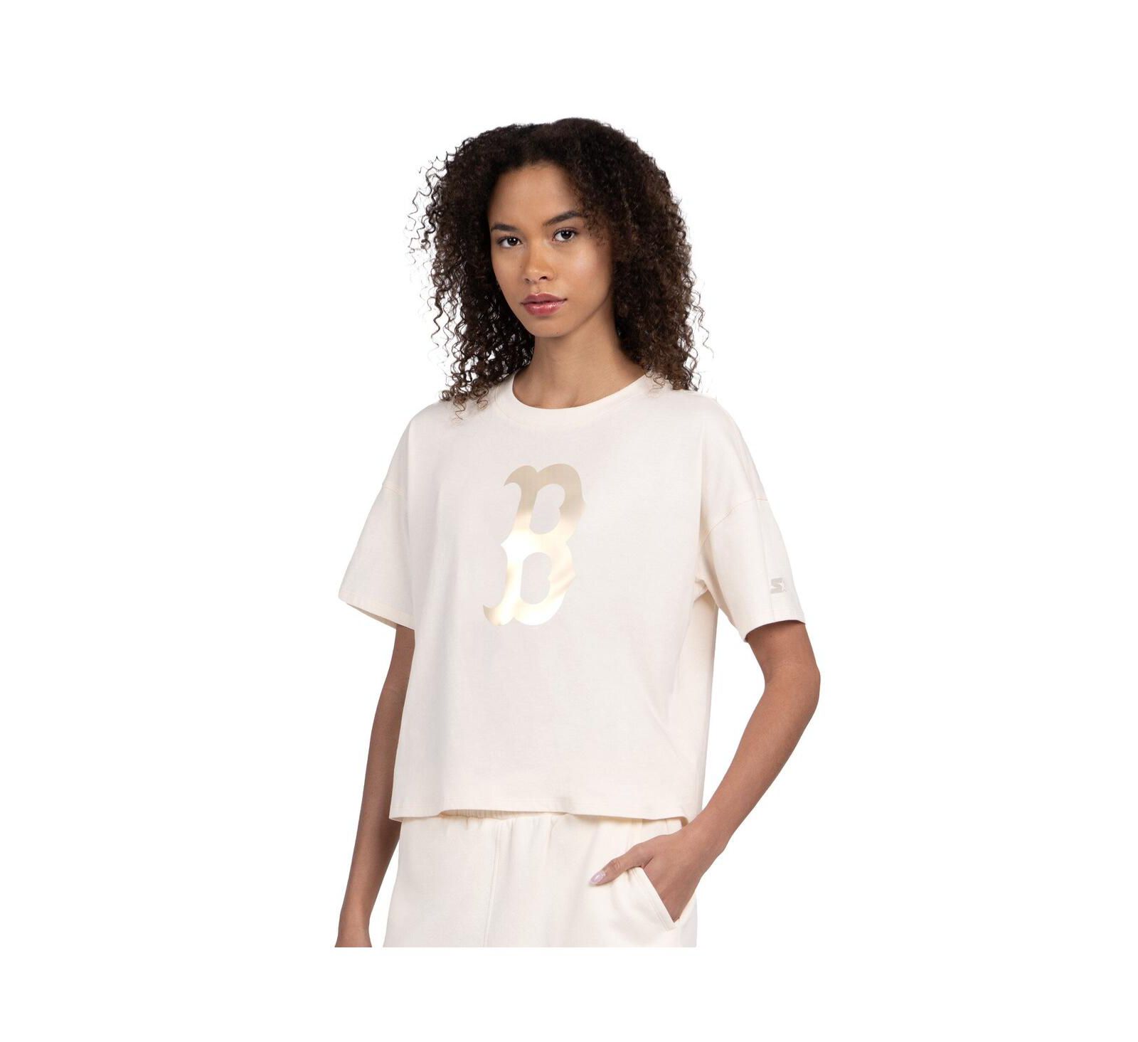 Укороченная футболка Starter Women's Cream Boston Red Sox Pastels Boxy