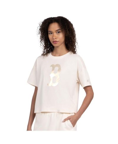 Starter Women's Cream Boston Red Sox Pastels Boxy Cropped T-Shirt