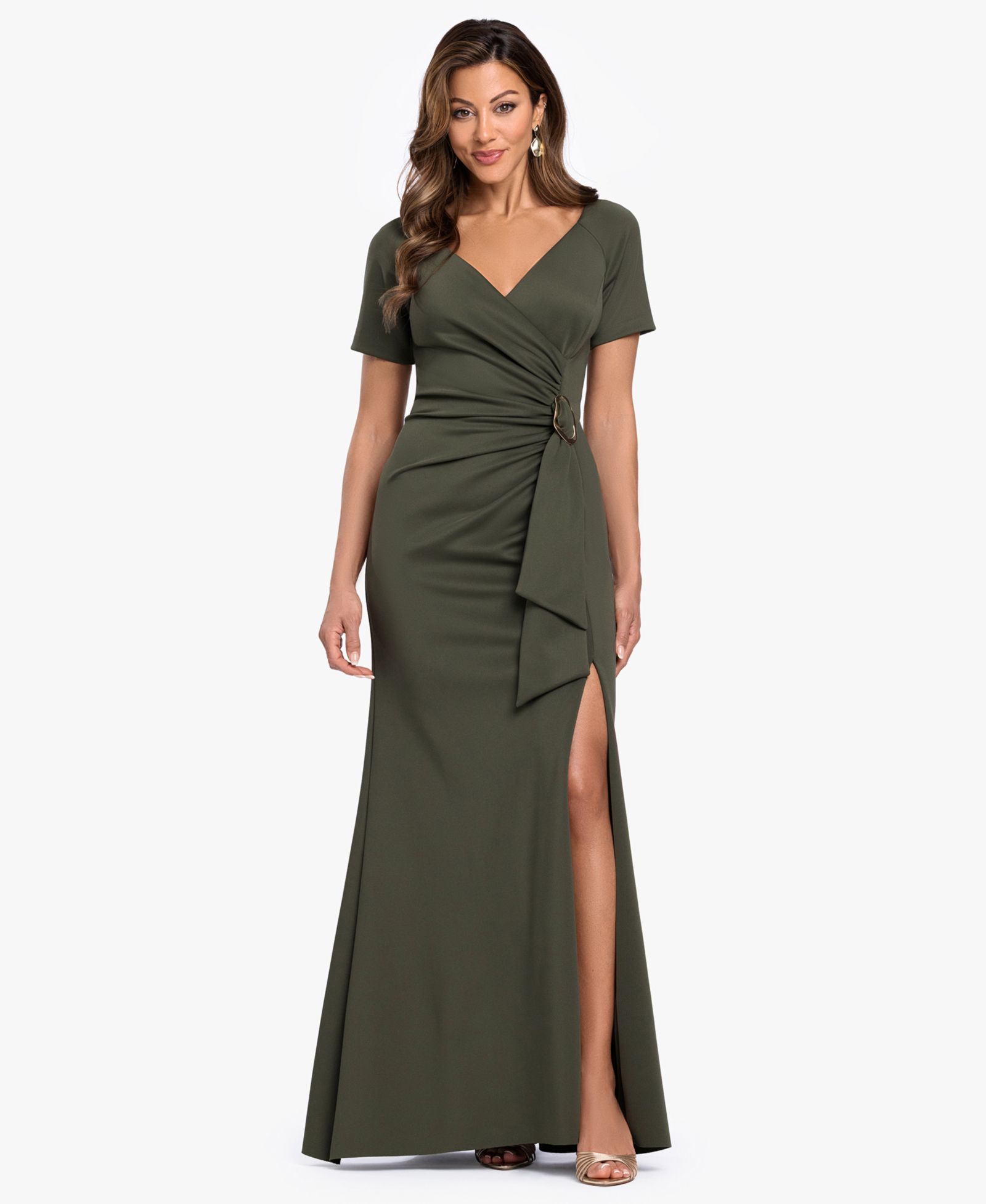 Женское вечернее платье XSCAPE Short-Sleeve V-Neck Ball Gown