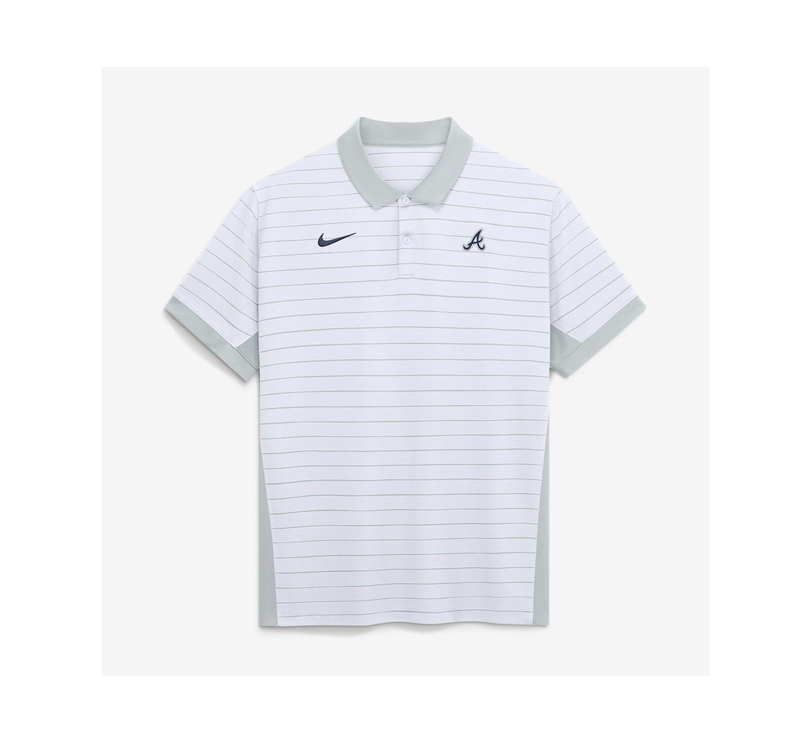 Мужская рубашка-поло Nike White Atlanta Braves Authentic Collection Striped Victory Dri-FIT