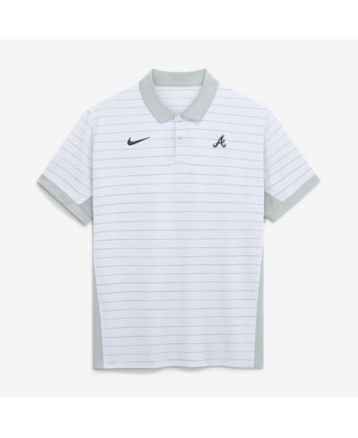 Мужская рубашка-поло Nike White Atlanta Braves Authentic Collection Striped Victory Dri-FIT