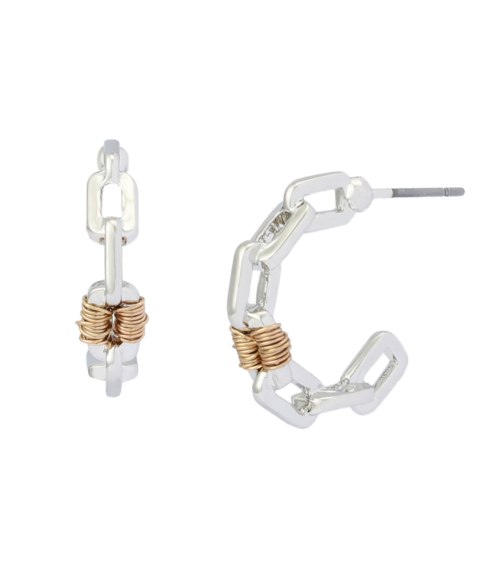 Серьги-кольца Robert Lee Morris Soho Two-Tone Paper Clip Frozen Chain Hoop