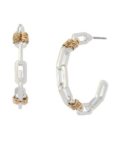 Серьги-кольца Robert Lee Morris Soho Two-Tone Paper Clip Frozen Chain Medium Hoop