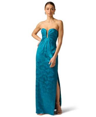 Adrianna Women's Printed Strapless Pleated Dress