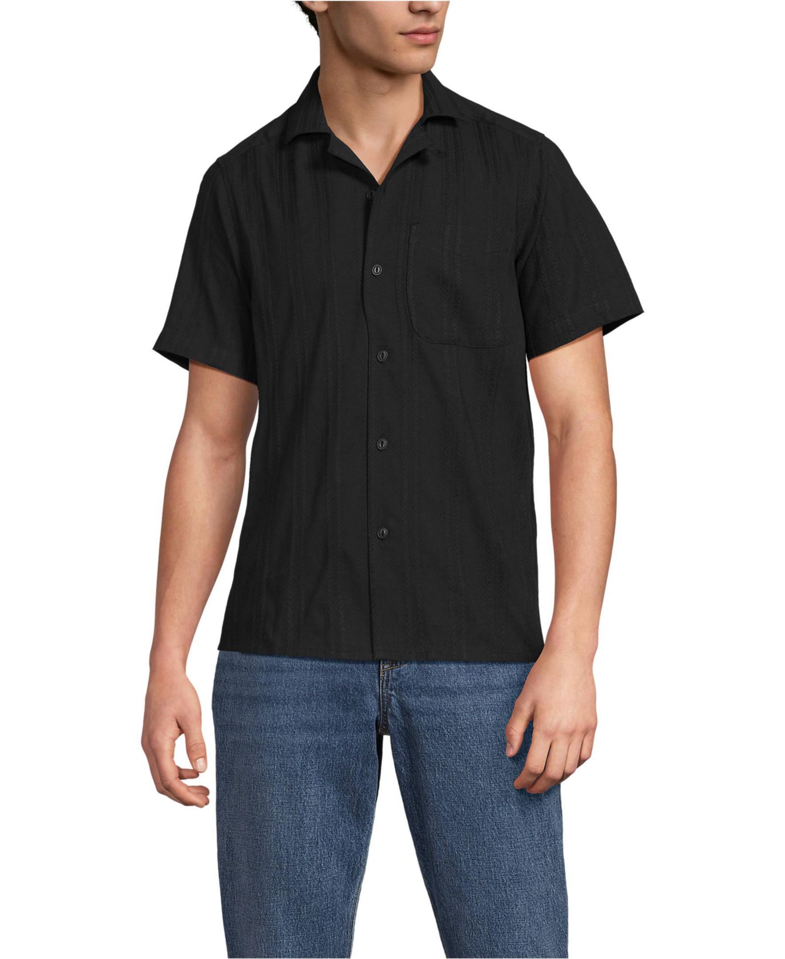 мужская рубашка Lands' End textured camp collar