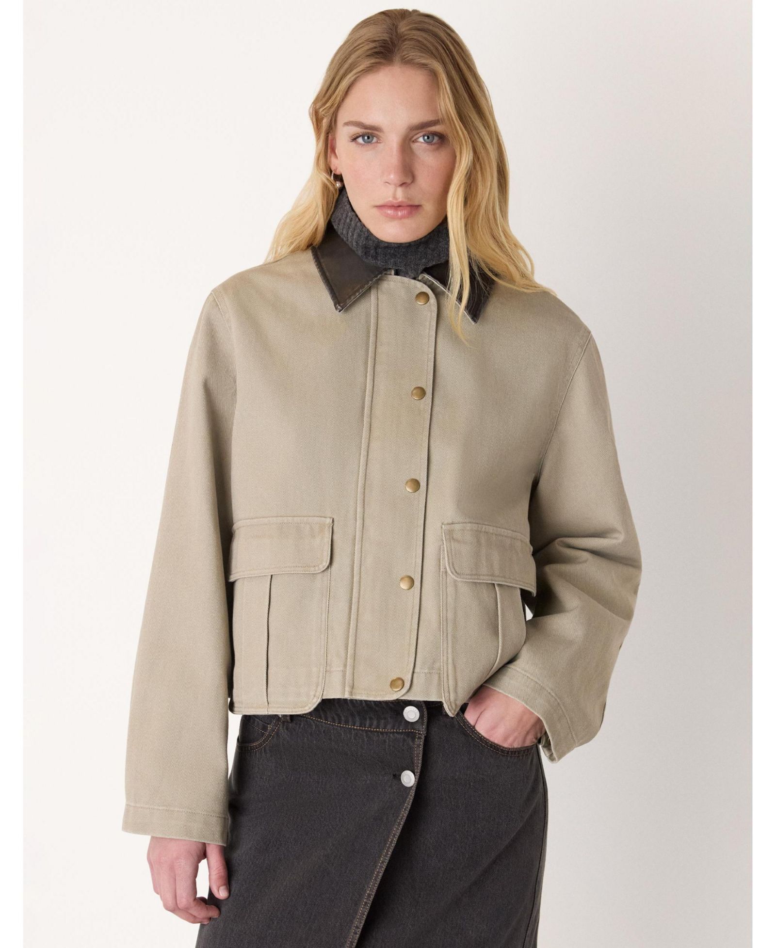 Whistles Women's Casual Contrast Collar Jacket