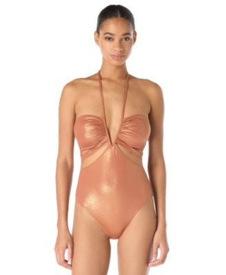 Vince Camuto Women's V-Neck Plunge One-Piece Swimsuit