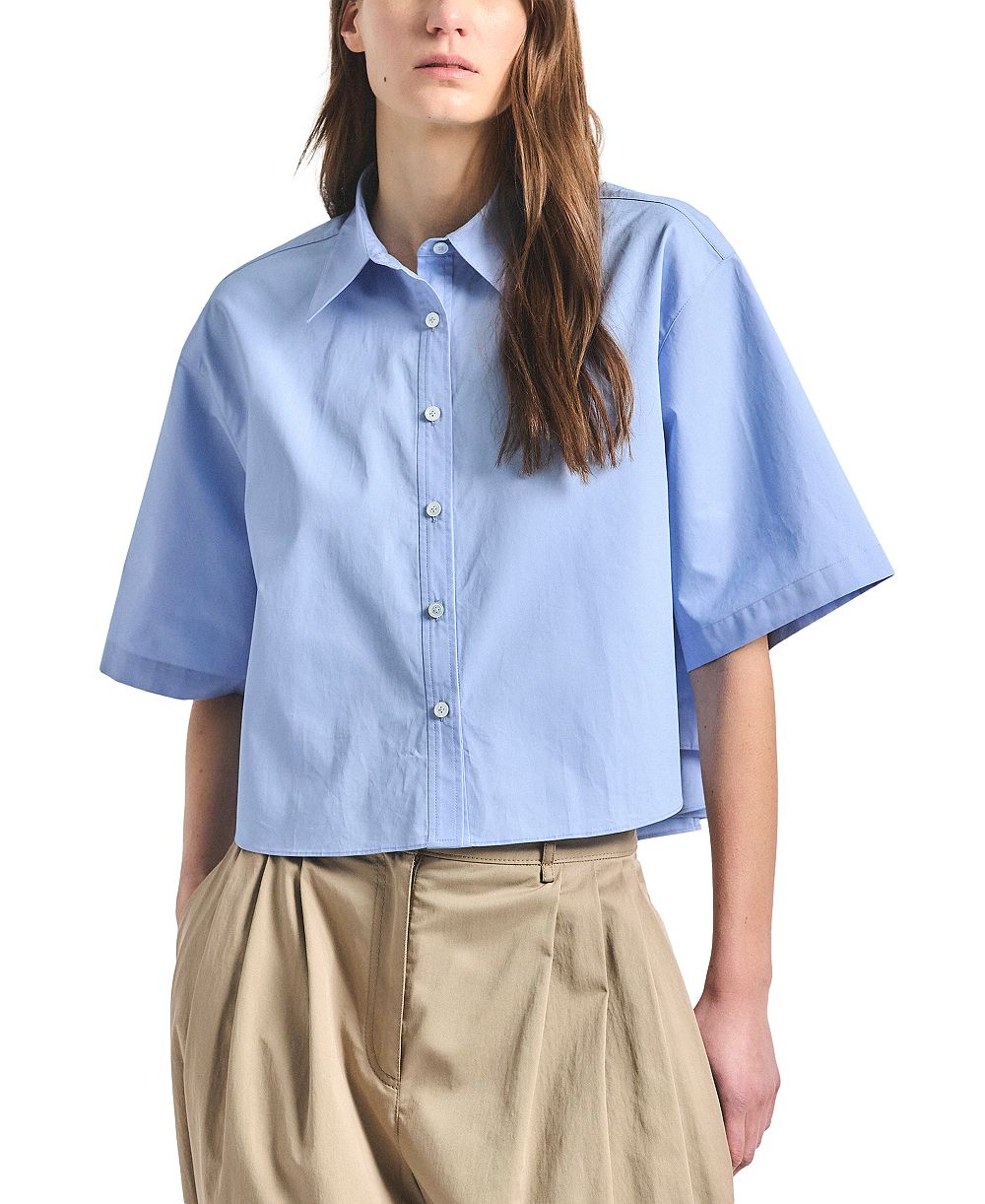 Женская укороченная рубашка с коротким рукавом Derek Lam 10 Crosby Olivia