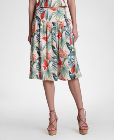 Avec Les Filles Women's Linen-Blend Side Tie Midi Skirt