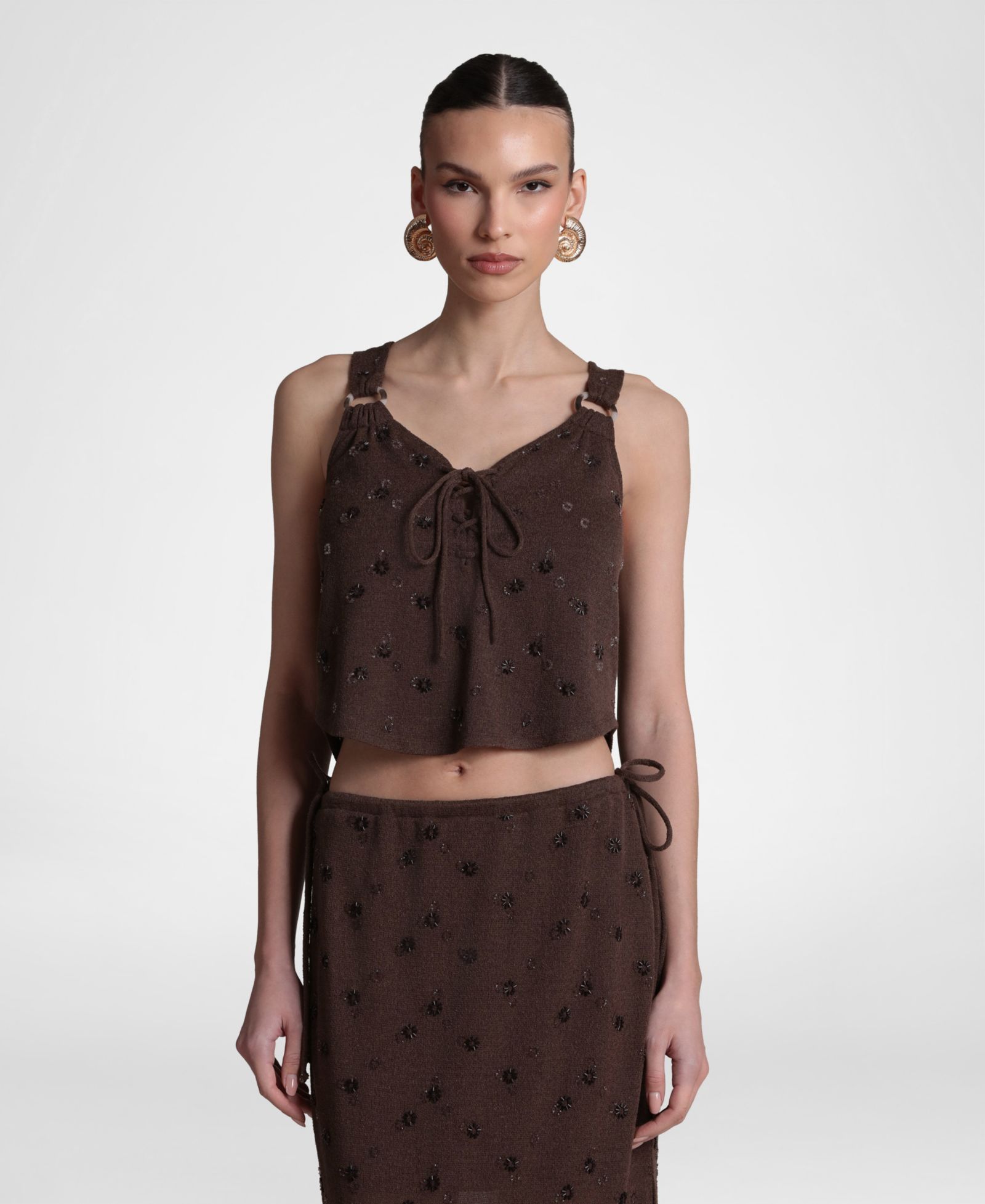 Топ Avec Les Filles Women's Sweater Embellished Tank