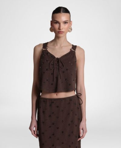 Топ Avec Les Filles Women's Sweater Embellished Tank