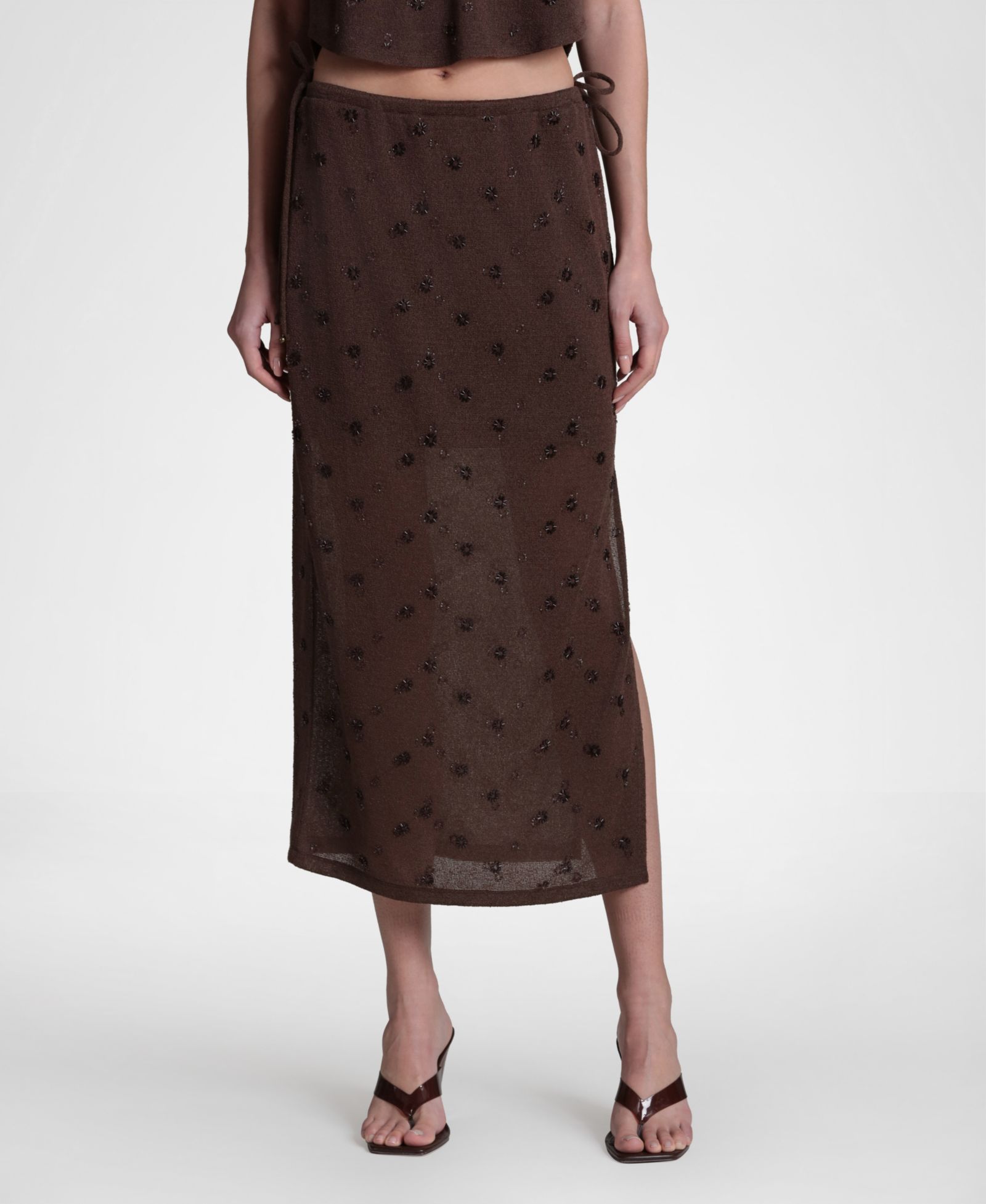 Avec Les Filles Women's Embellished Sweater Midi Skirt