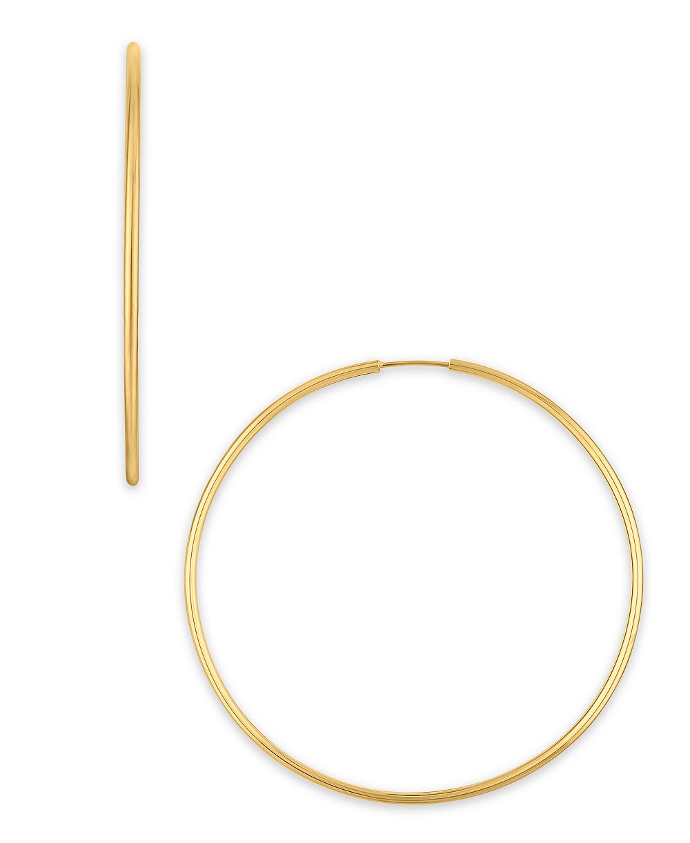Серьги-кольца Macy's Polished Continuous 50mm в желтом золоте 10k
