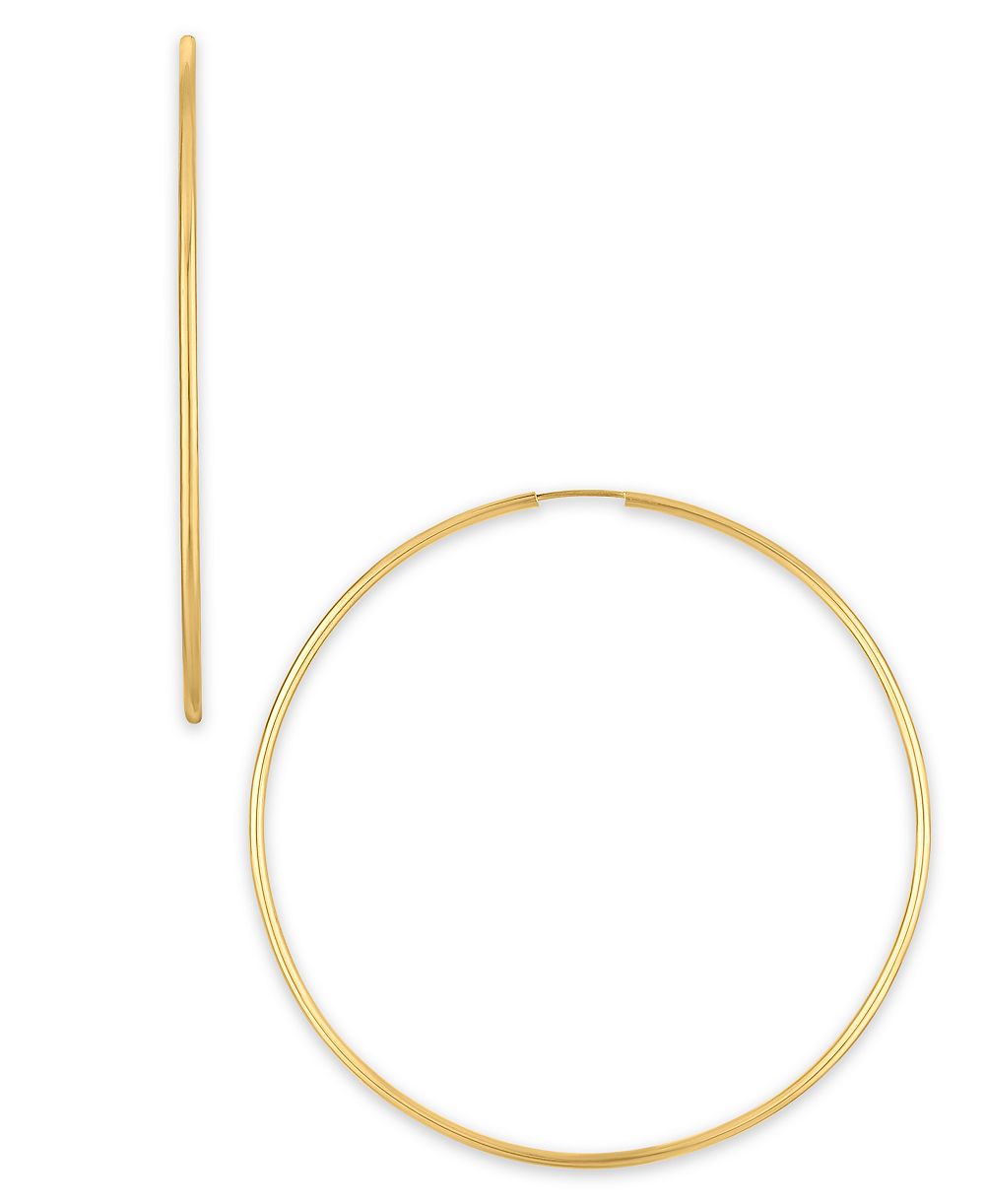 Серьги-кольца из желтого золота 10k Polished Continuous 60mm