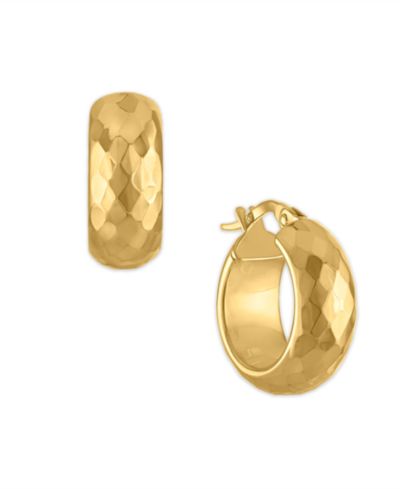 Серьги-кольца Macy's Polished and Textured Huggie из желтого золота 10k