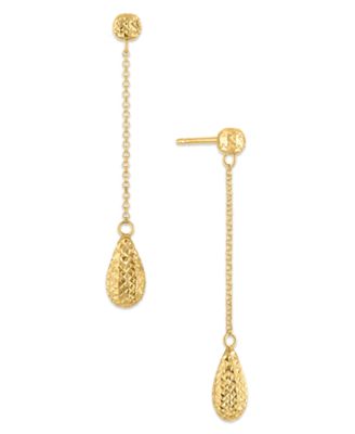 Macy's Diamond Cut Bead Drop Earrings in 10k Yellow Gold