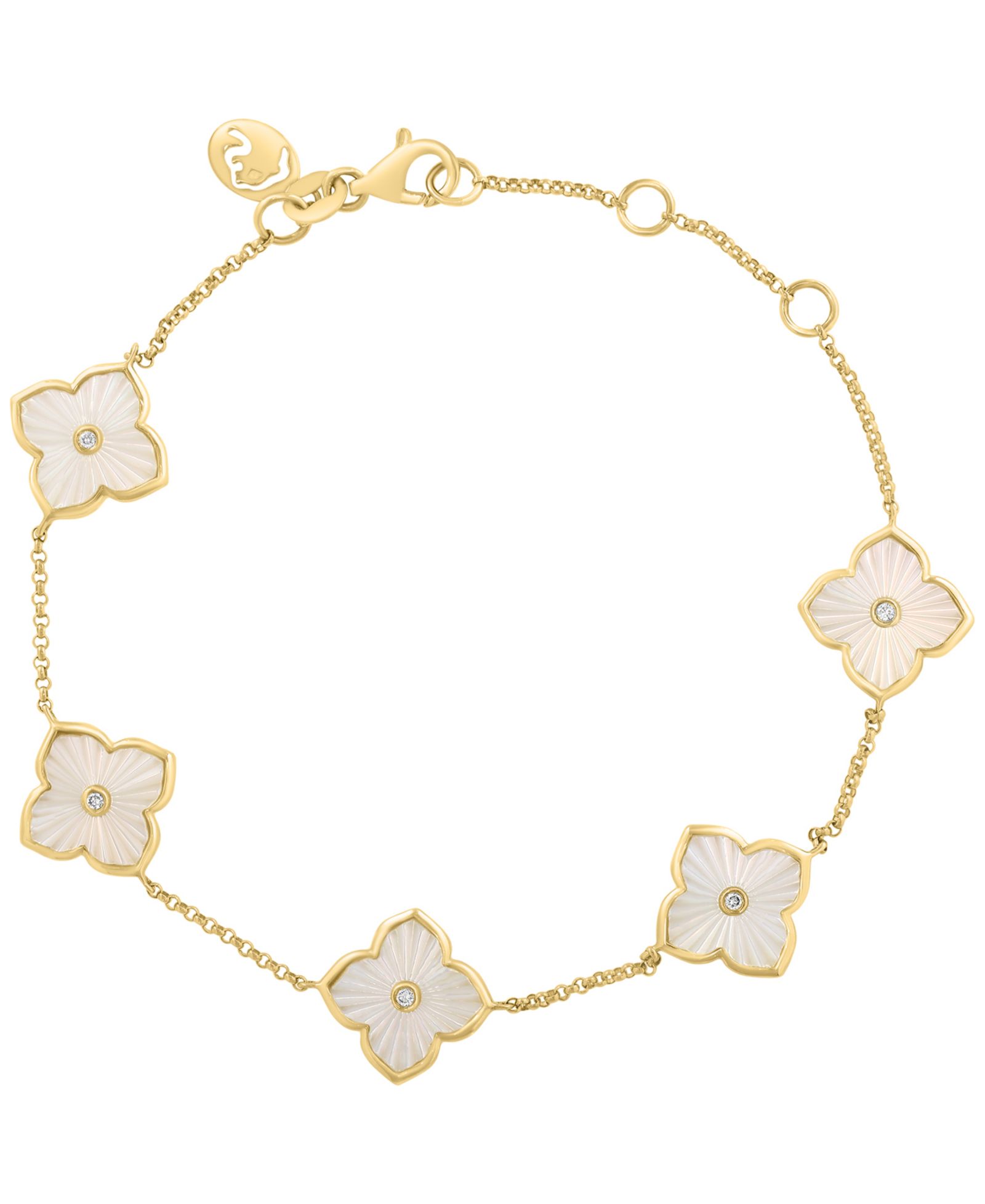 EFFY Collection Браслет из перламутра (10.4mm) и бриллиантов (1/20 ct. t.w.) с золотым напылением на серебре