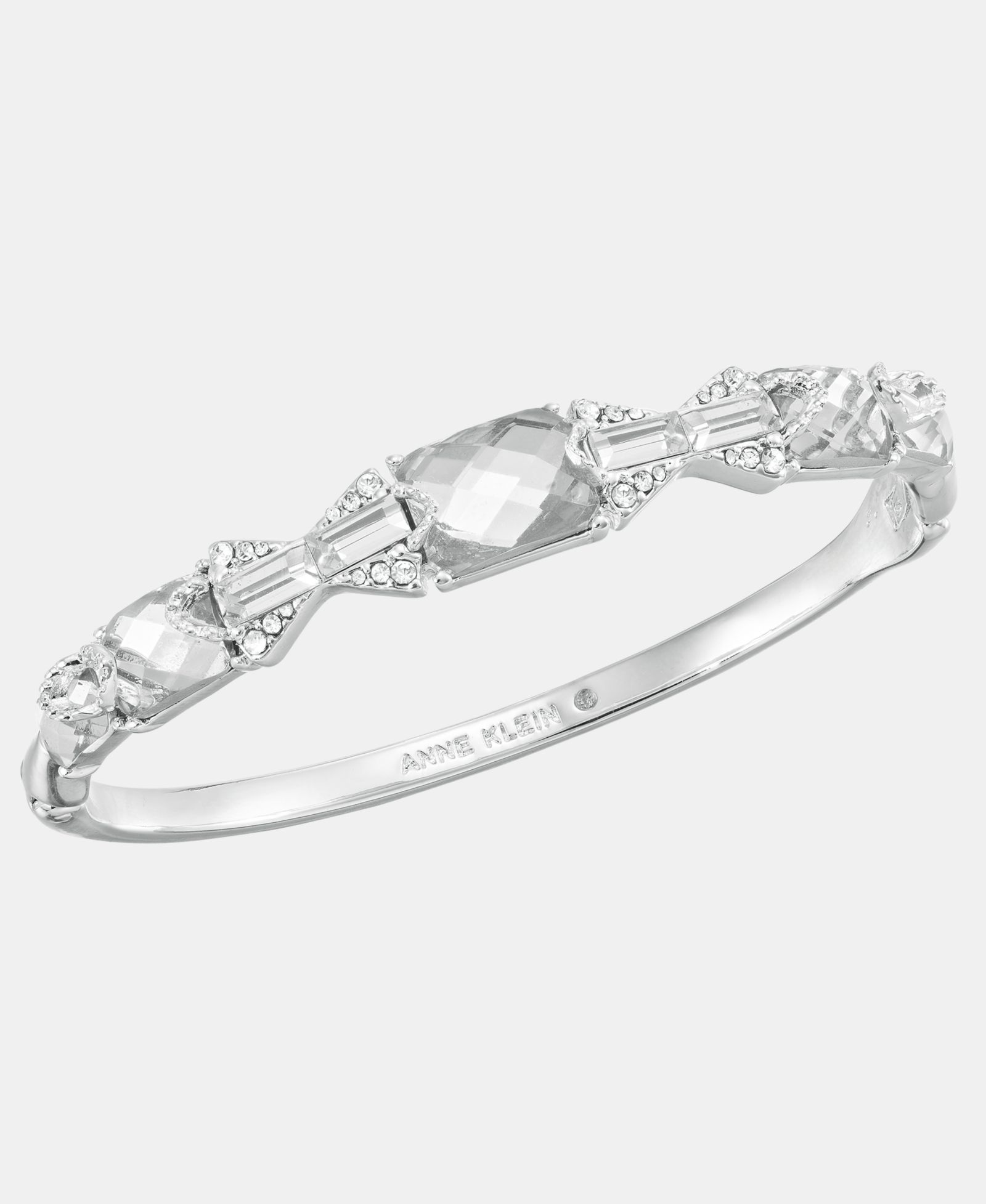 Anne Klein браслет с кристаллами Silver-Tone Boxed Crystal Baguette Stone Hinge