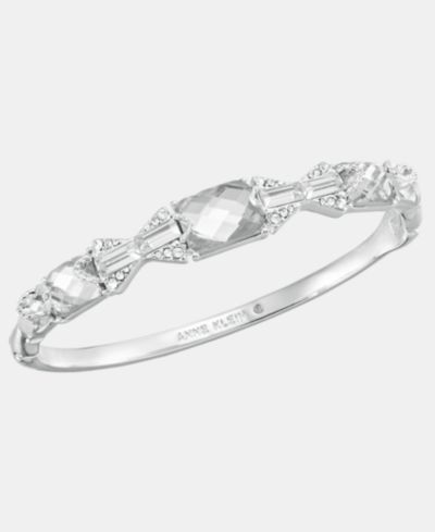 Anne Klein браслет с кристаллами Silver-Tone Boxed Crystal Baguette Stone Hinge