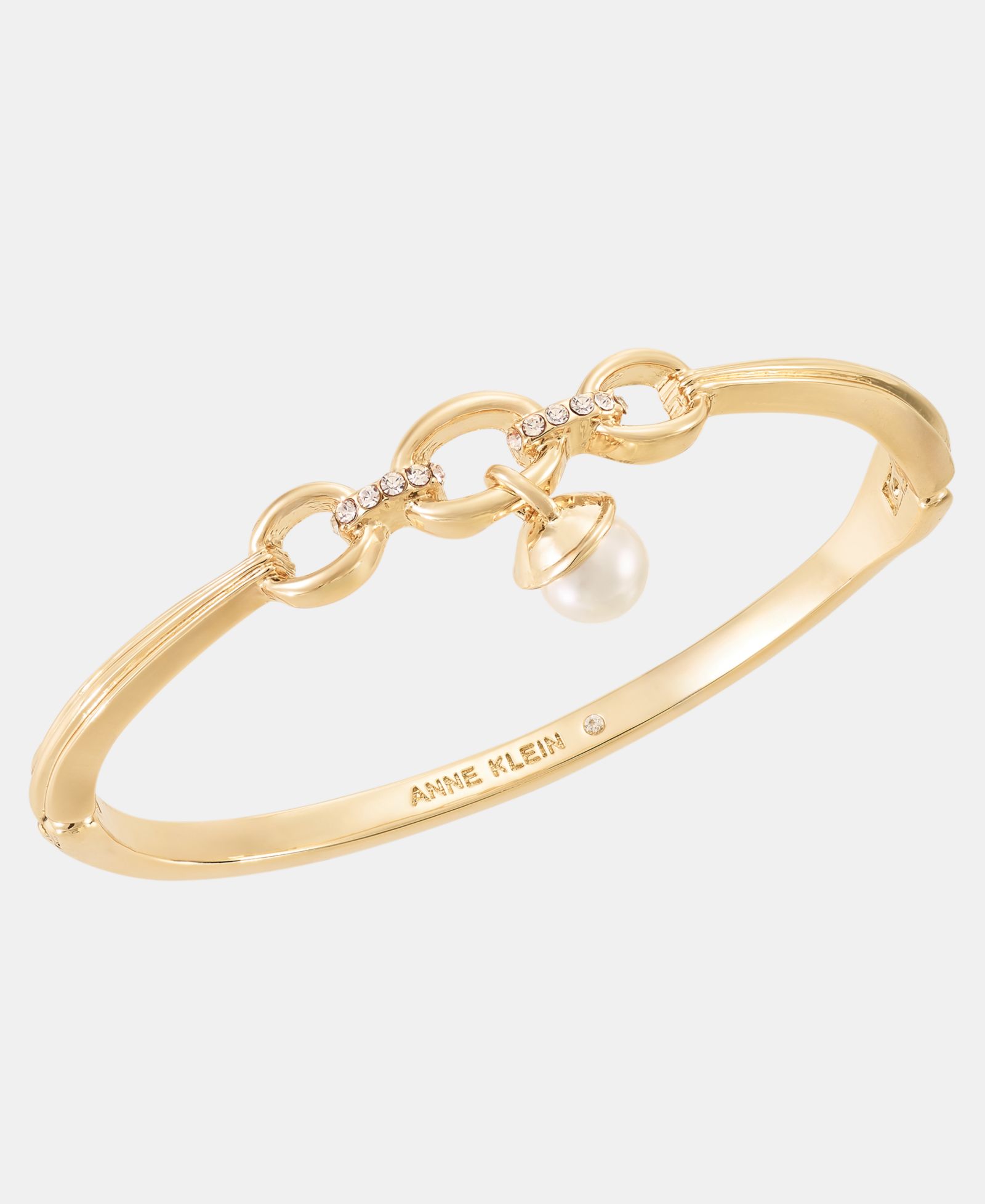 Браслет Anne Klein Gold-Tone Boxed Link Imitation Pearl Charm Hinge