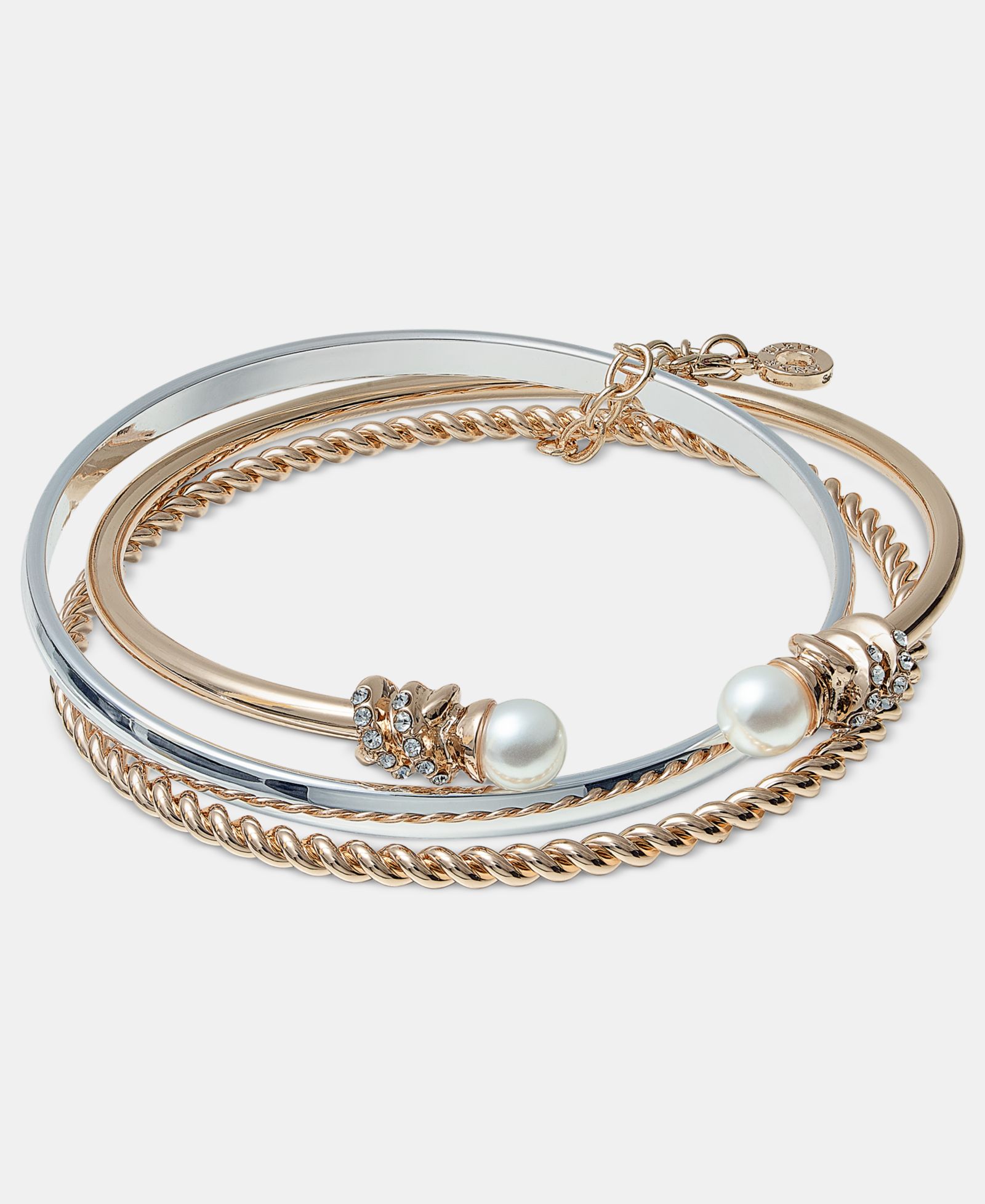 Anne Klein Two-Tone Boxed 3-Pc. Metal Imitation Pearl Bangle Bracelet Set