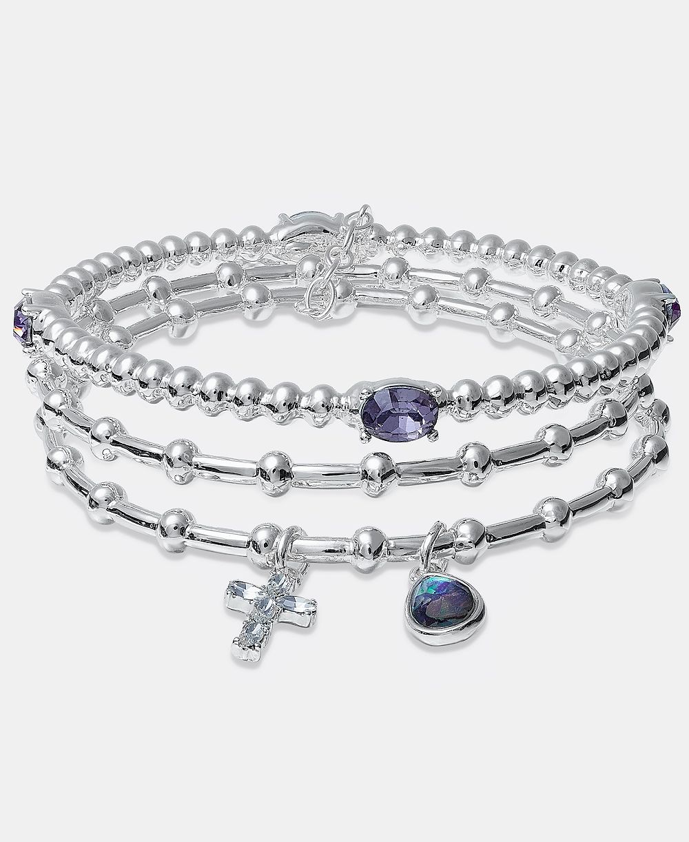 Набор браслетов Anne Klein Cross Charm Stretch, 3 шт.