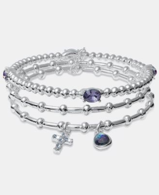 Набор браслетов Anne Klein Cross Charm Stretch, 3 шт.