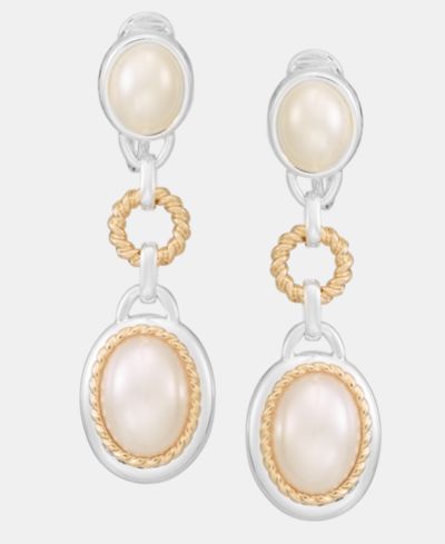 Anne Klein Серьги-клипсы с имитацией жемчуга и двухцветным металлическим покрытием