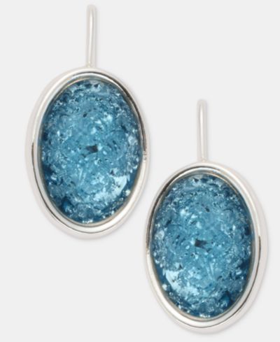 Anne Klein серьги-подвески с синим камнем, серебристого цвета