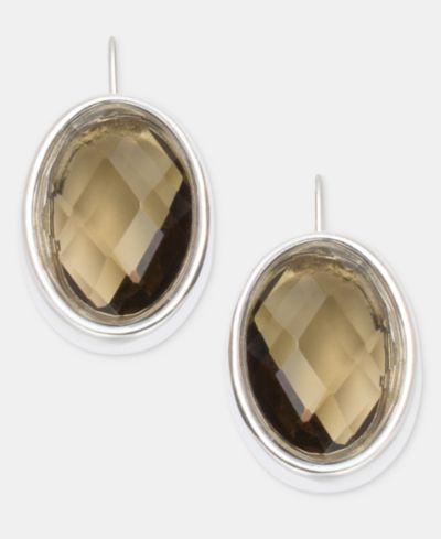 Серьги-подвески Anne Klein с камнями в серебристом цвете