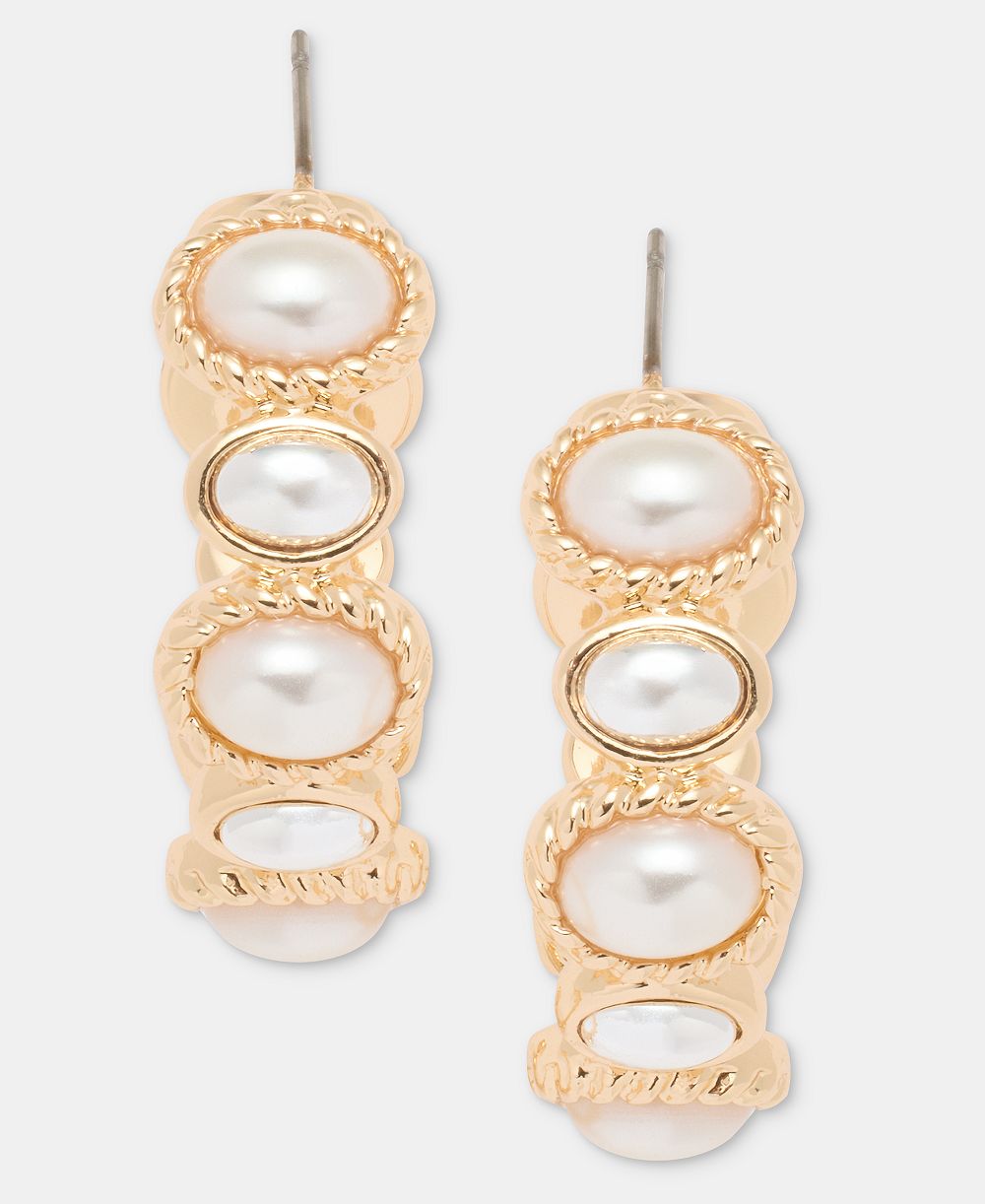 Серьги-кольца Anne Klein Medium Imitation Pearl 1.3"