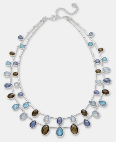 Anne Klein Blue Stone Multi-Row Necklace