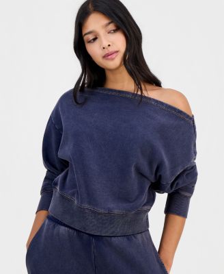 Топ And Now This Petite Faux-Denim French Terry с открытыми плечами