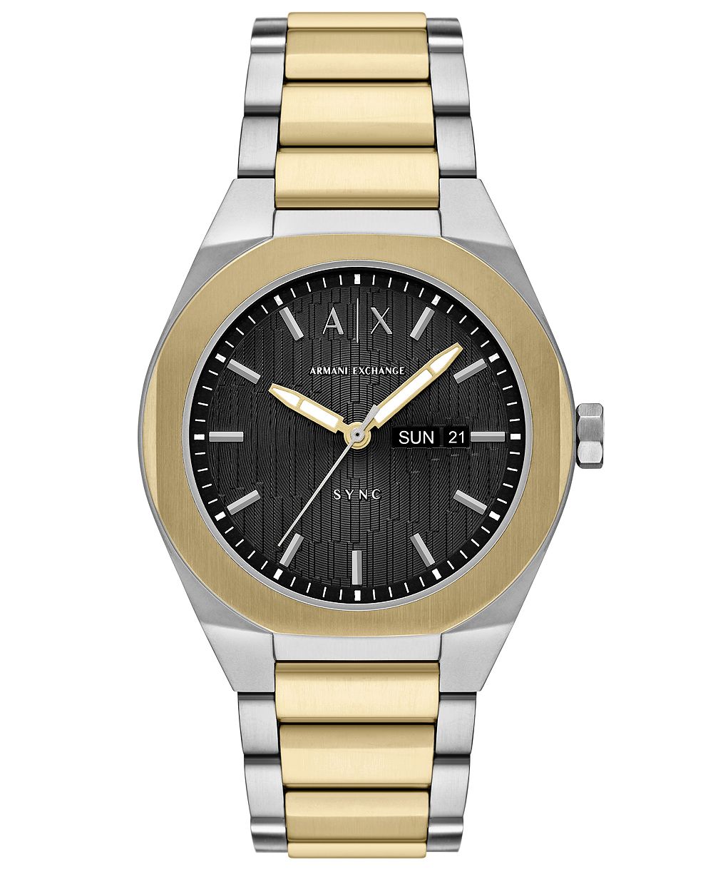 A|X Armani Exchange Armani Exchange Men's Sync Quartz Day-Date Two-Tone Stainless Steel Watch 42mm