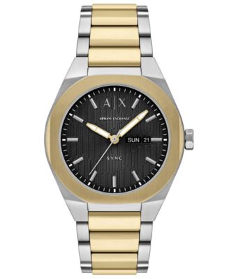 A|X Armani Exchange Мужские часы Sync Quartz Day-Date двухцветные из нержавеющей стали 42mm