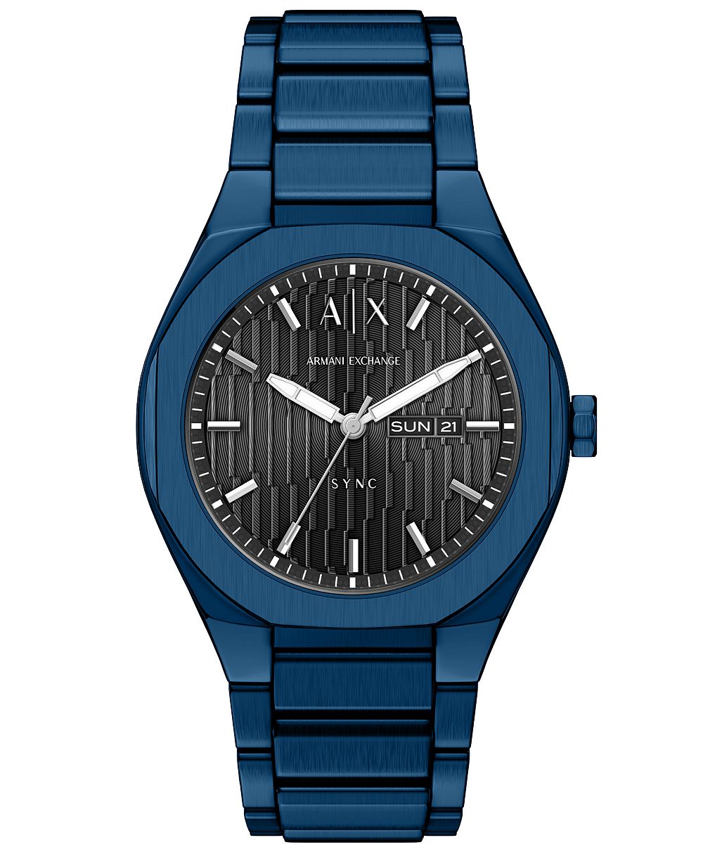 A|X Armani Exchange Armani Exchange Men's Sync Quartz Day-Date Blue Stainless Steel Watch 42mm