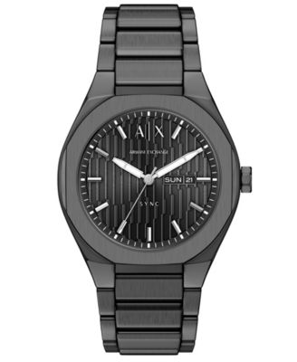 A|X Armani Exchange Armani Exchange Men's Sync Quartz Day-Date Gunmetal Stainless Steel Watch 42mm