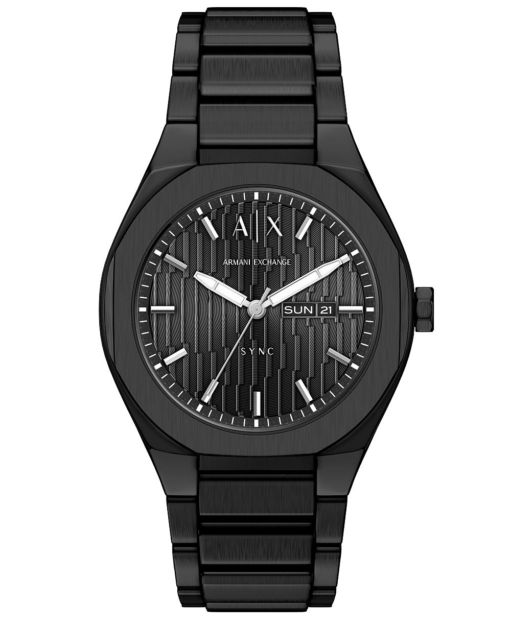 Мужские часы A|X Armani Exchange Sync Quartz Day-Date Black Stainless Steel 42mm