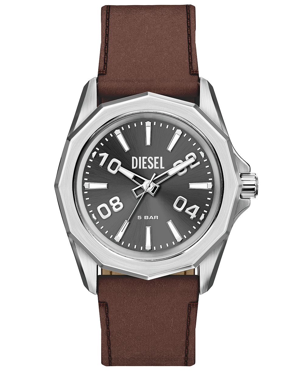 Diesel Men's Stinger Quartz Brown Leather Watch 44mm