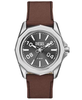 Diesel Мужские часы Stinger Quartz, коричневая кожа, 44mm