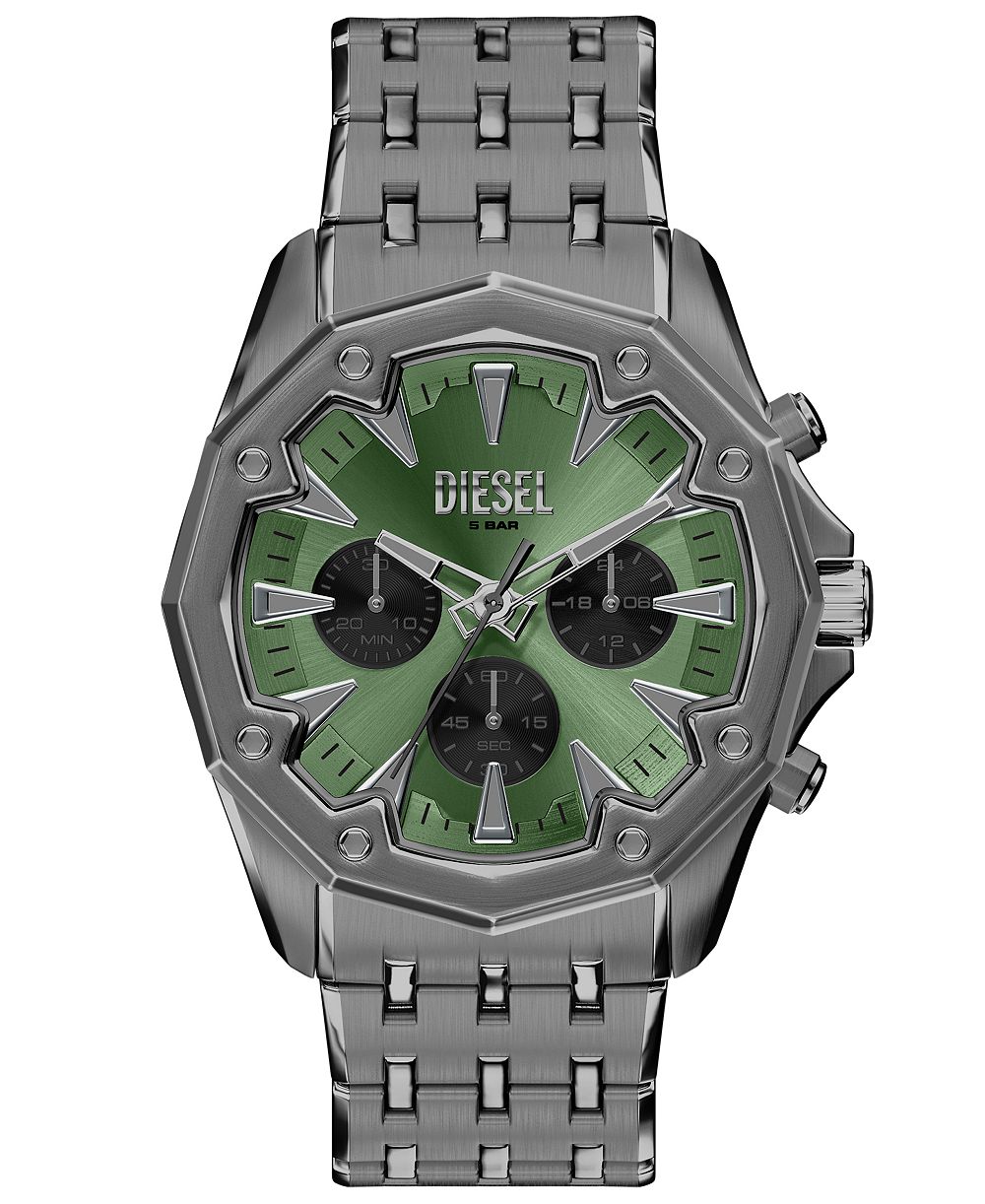 Мужские кварцевые часы Diesel Stinger Chronograph Gunmetal Stainless Steel 46mm