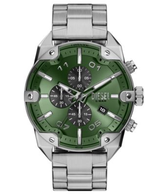 Мужские часы Diesel Spiked Quartz Chronograph Silver Stainless Steel 49mm