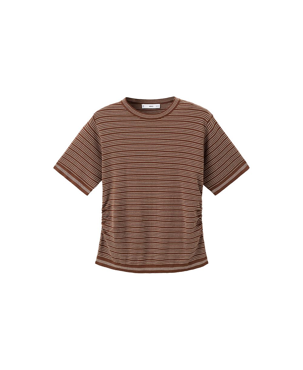 MANGO Women's Crewneck Striped Short-Sleeve Sweater