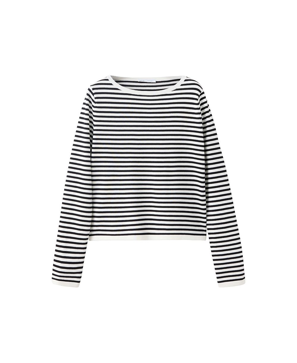 MANGO Women's Striped Crewneck Long-Sleeve Sweater