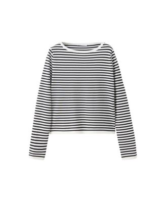MANGO Women's Striped Crewneck Long-Sleeve Sweater