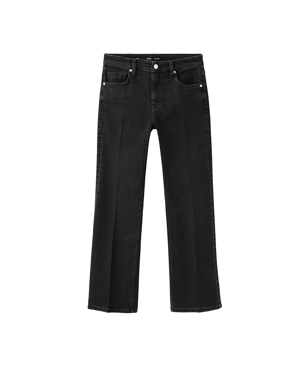 MANGO Women's Sienna Mid-Rise Flared Cropped Jeans
